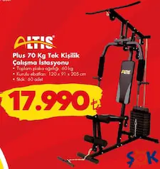 ALTİS PLUS 70 KG TEK KİŞİLİK ÇALIŞMA İSTASYONU fiyat ve kampanya bilgisi